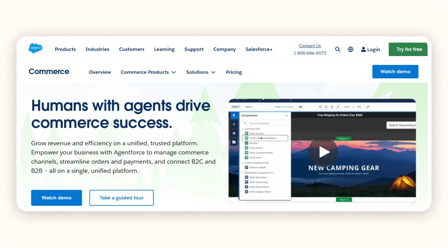 Salesforce Commerce Cloud homepage