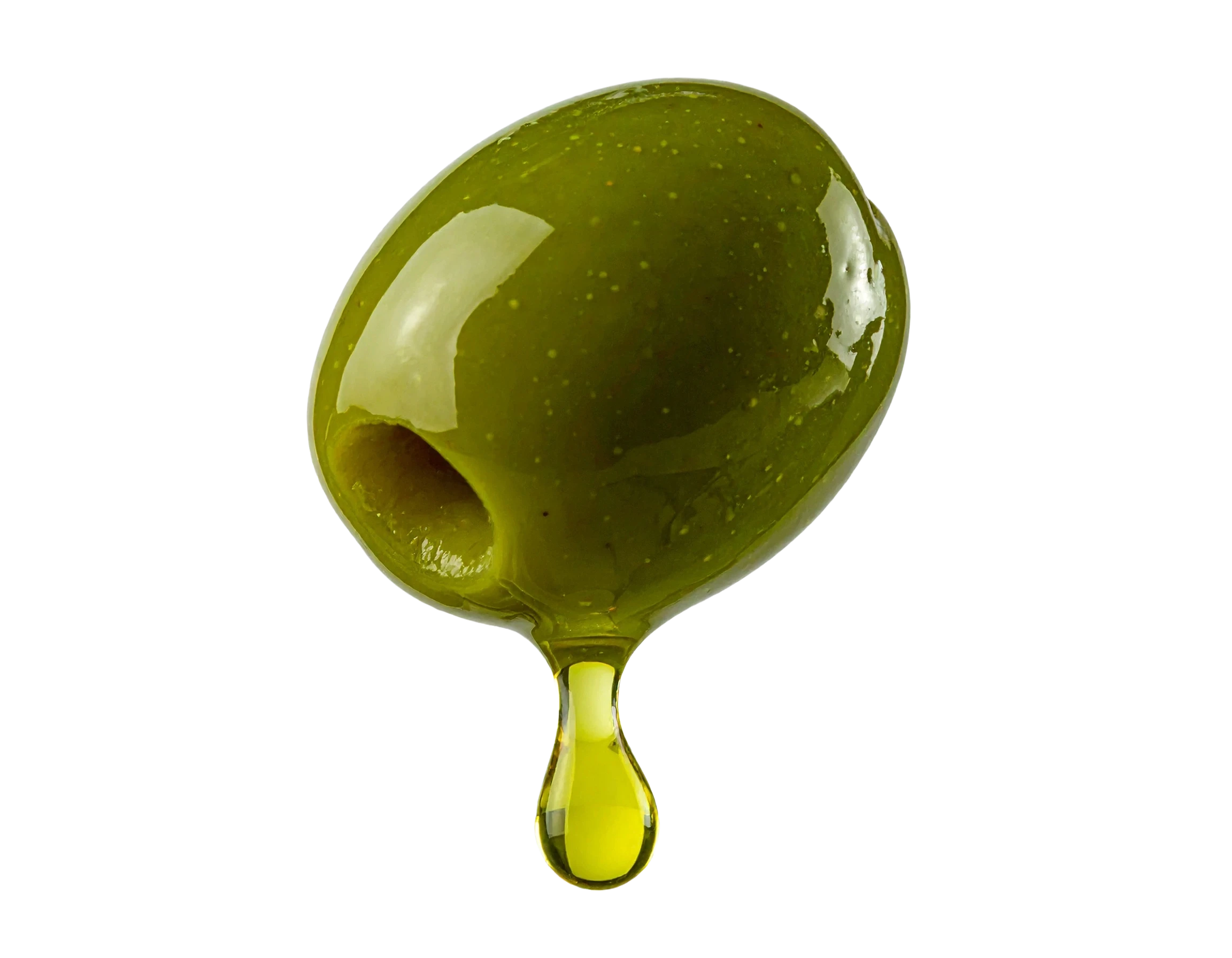 Single Olive With Olive Oil Drip Right