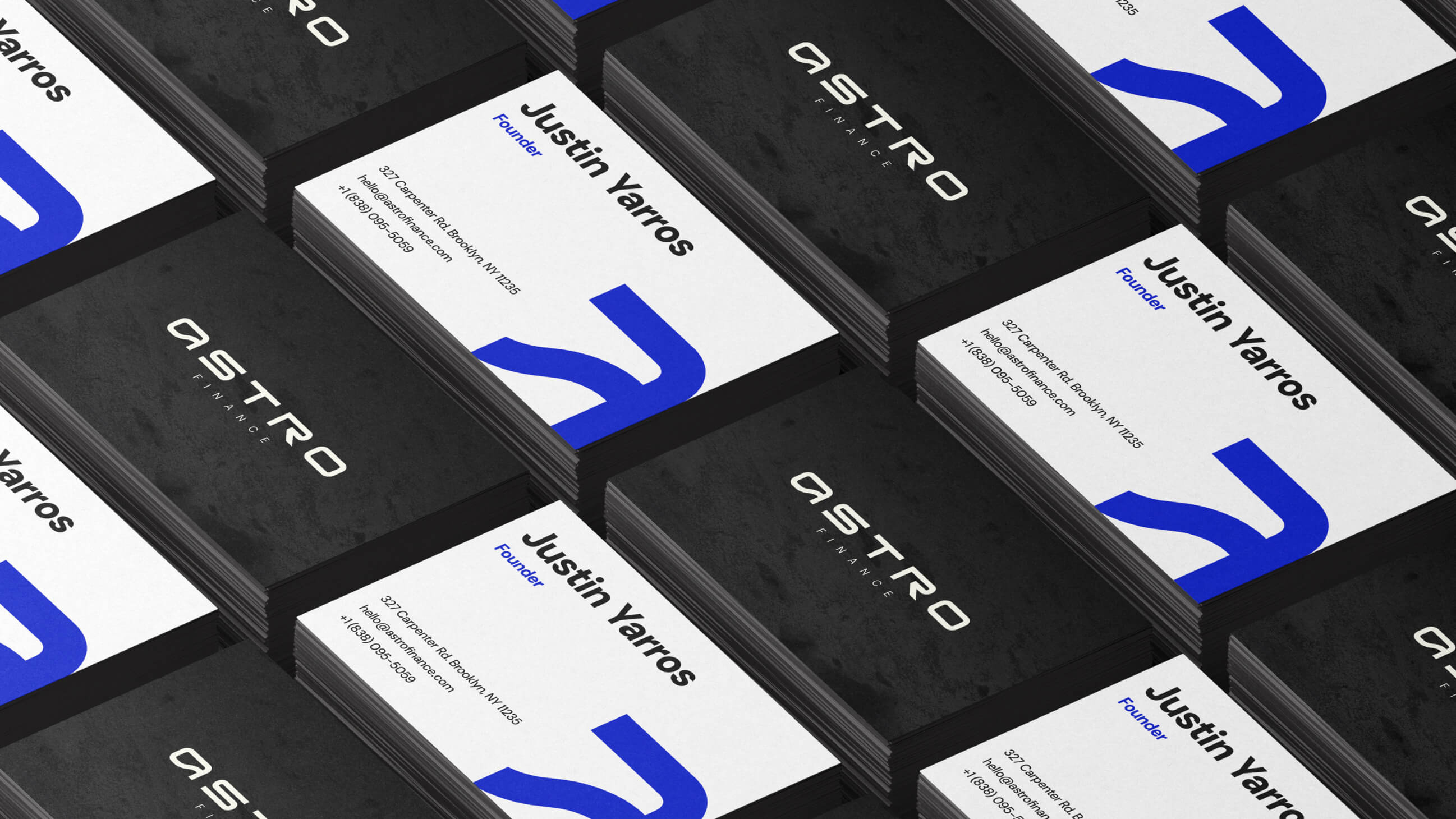 Astro Finance business cards.