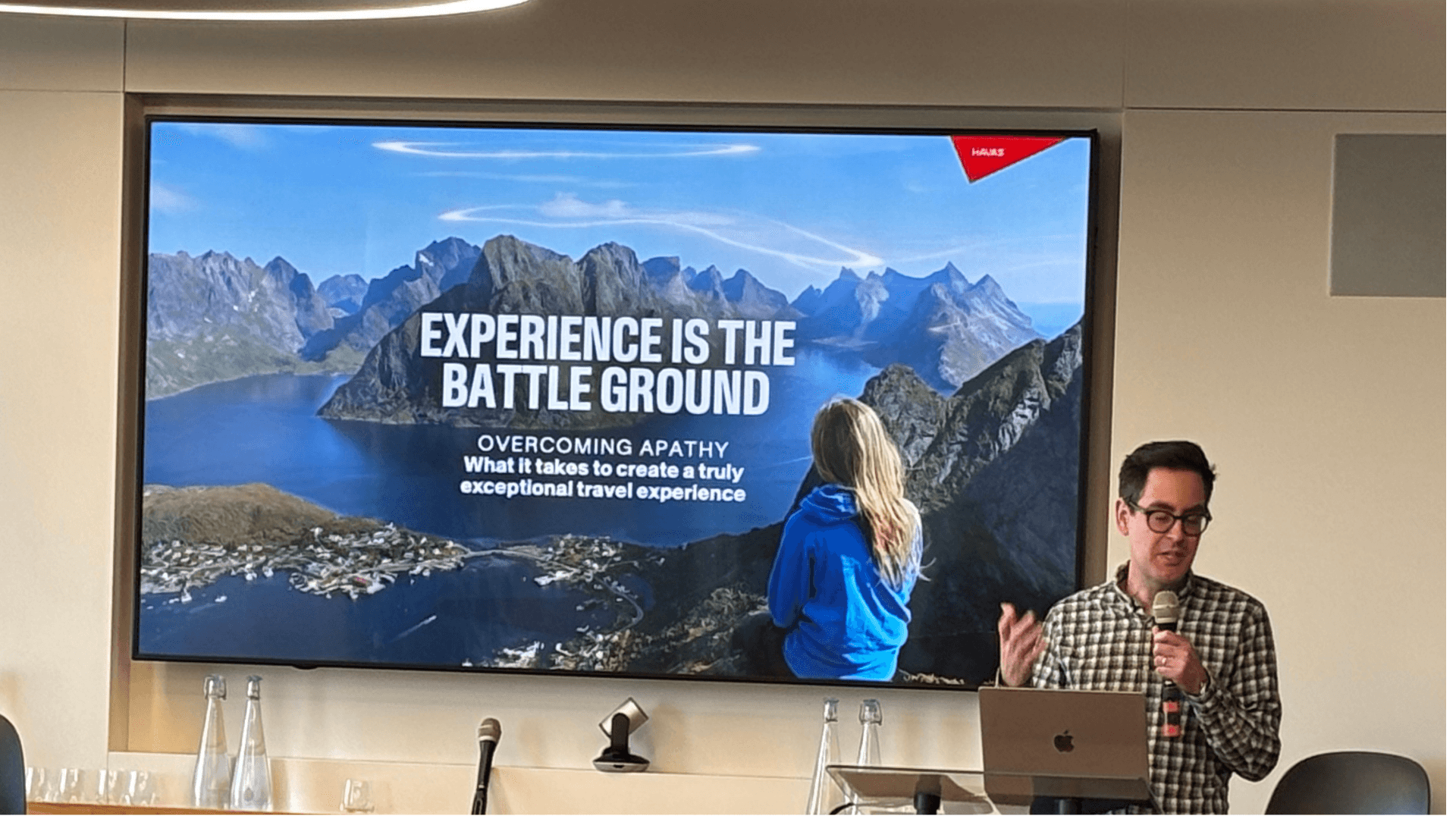 Presentation slide with text, Experience is the battle ground to overcome apathy