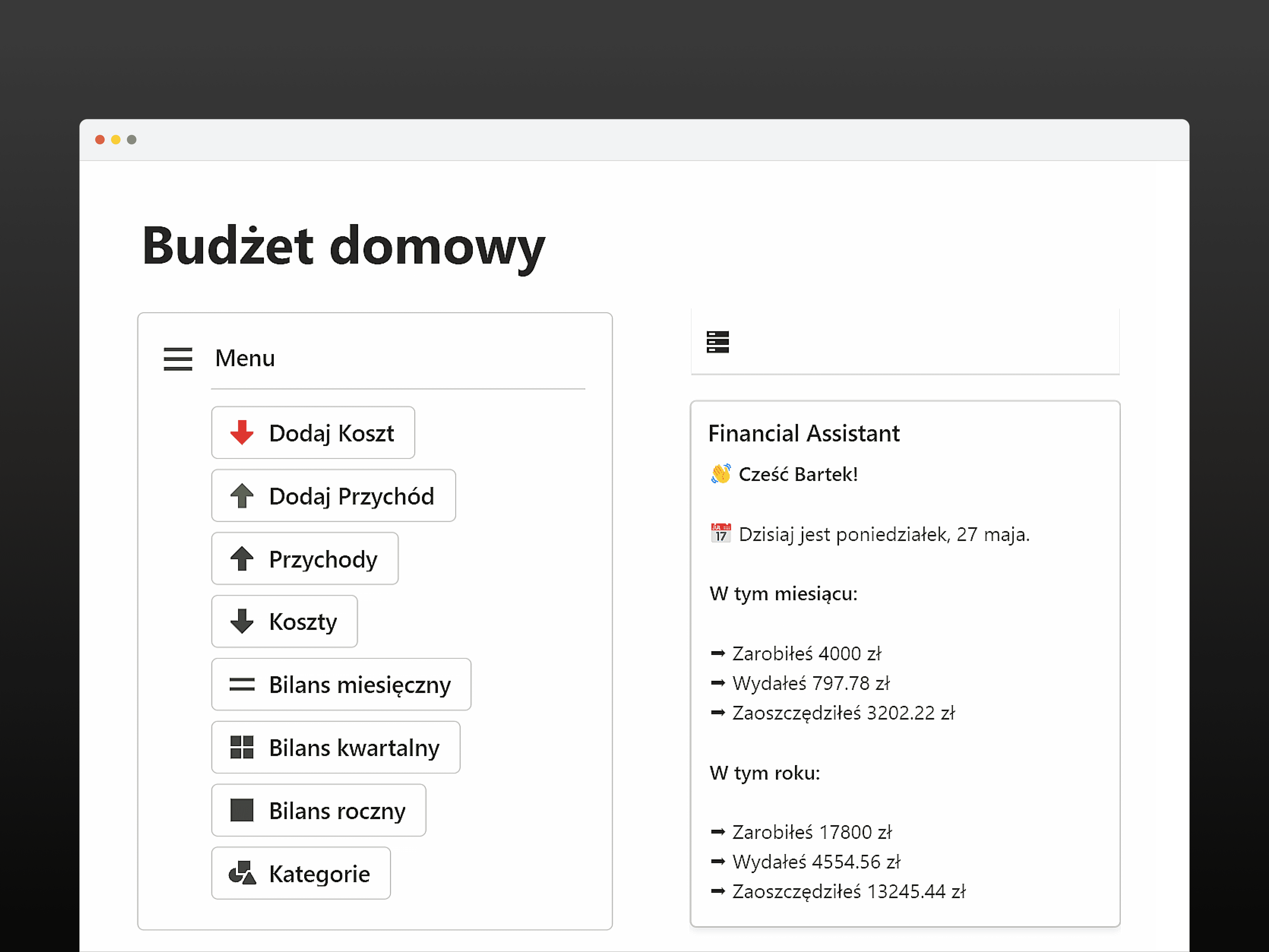 Zdjęcie szablonu Notion przedstawiające budżet domowy