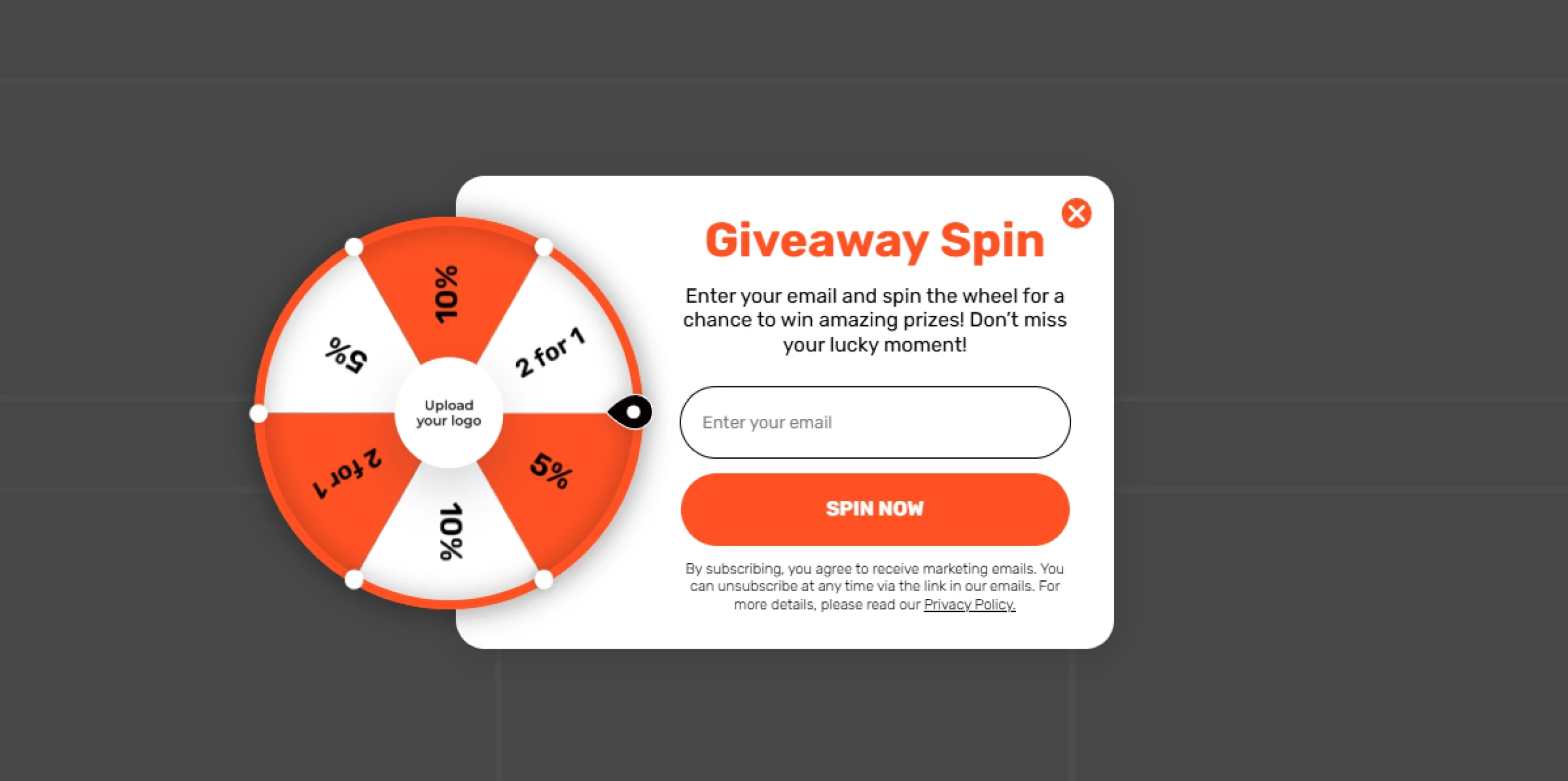 Claspo gamified giveaway popup template