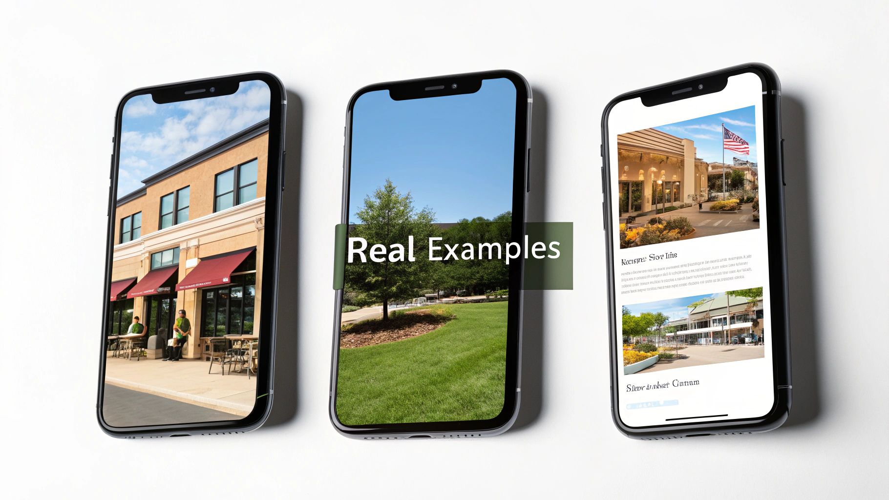A collage of different mobile app interfaces on various smartphones.