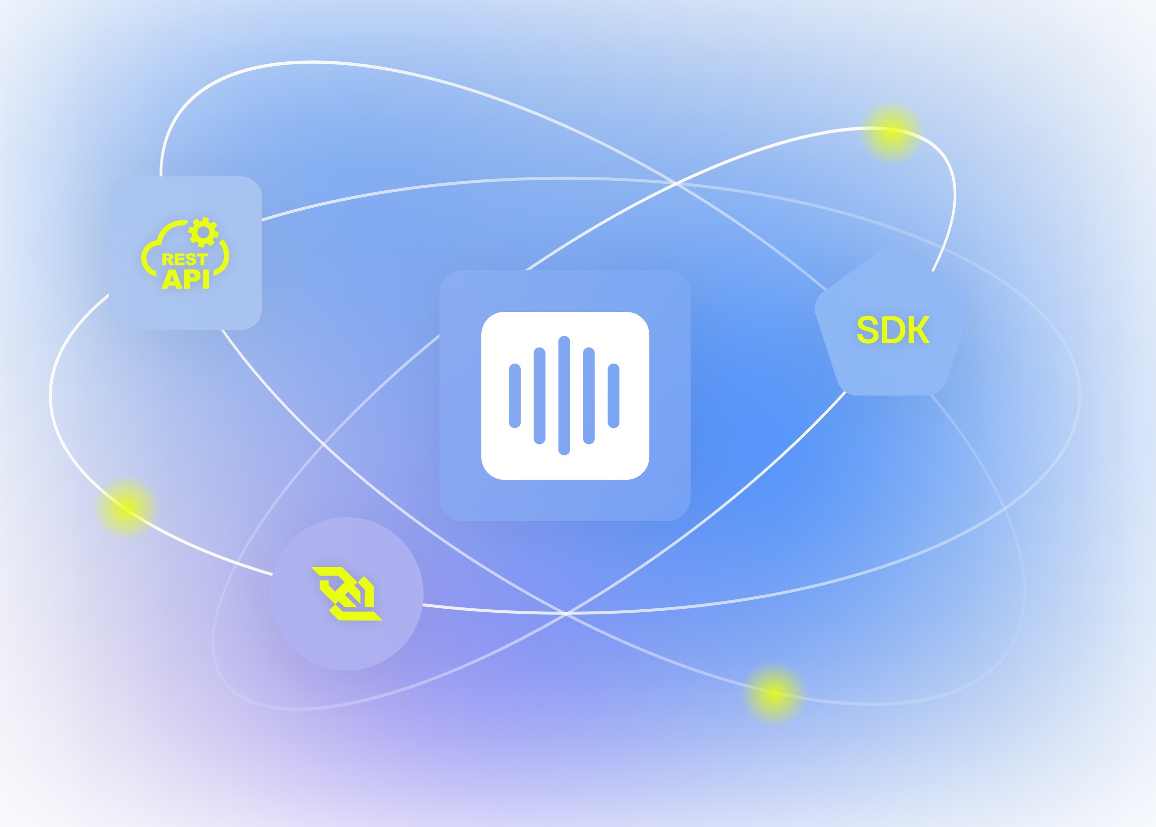 akenza logo surrounded by REST API and SDK logos