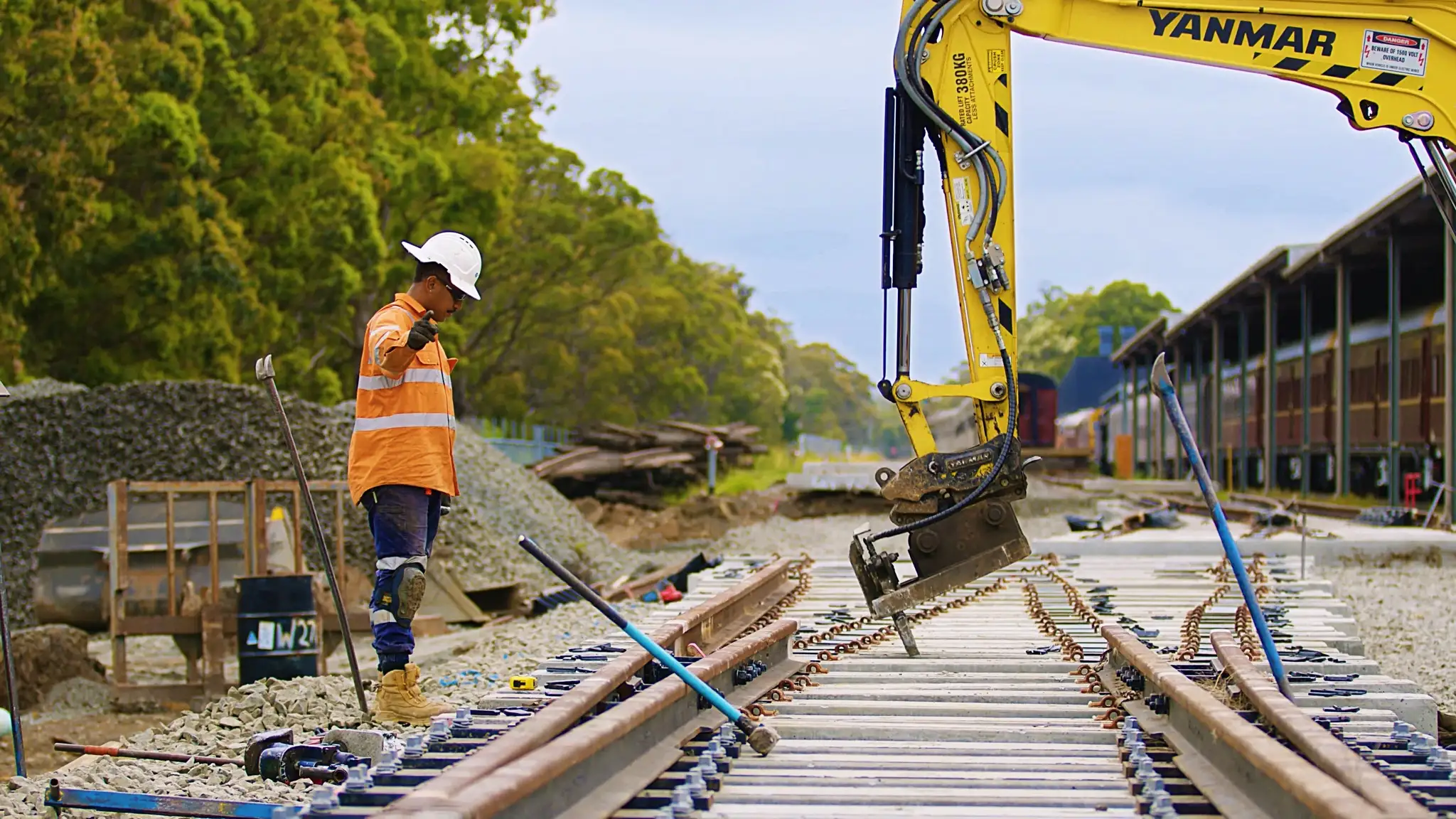 Works underway at Thirlmere on the Loop Line Upgrade Project.