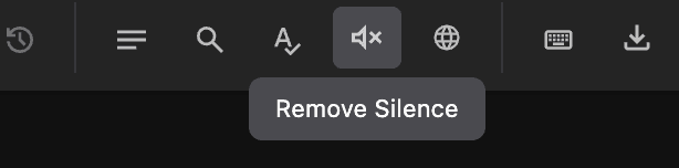 Screenshot of remove silence menu in Cutback