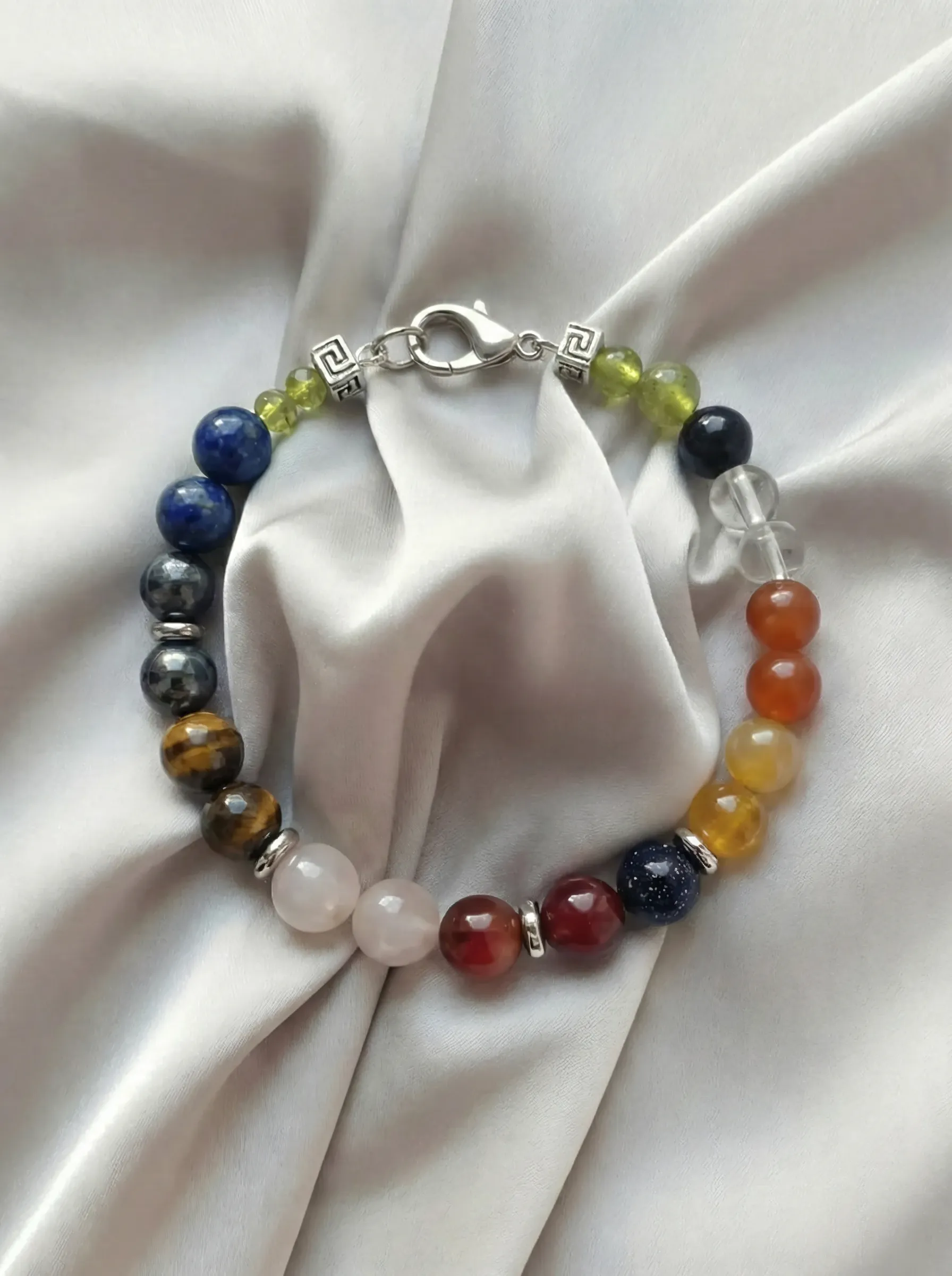 Bracelet placed on a fabric setting.