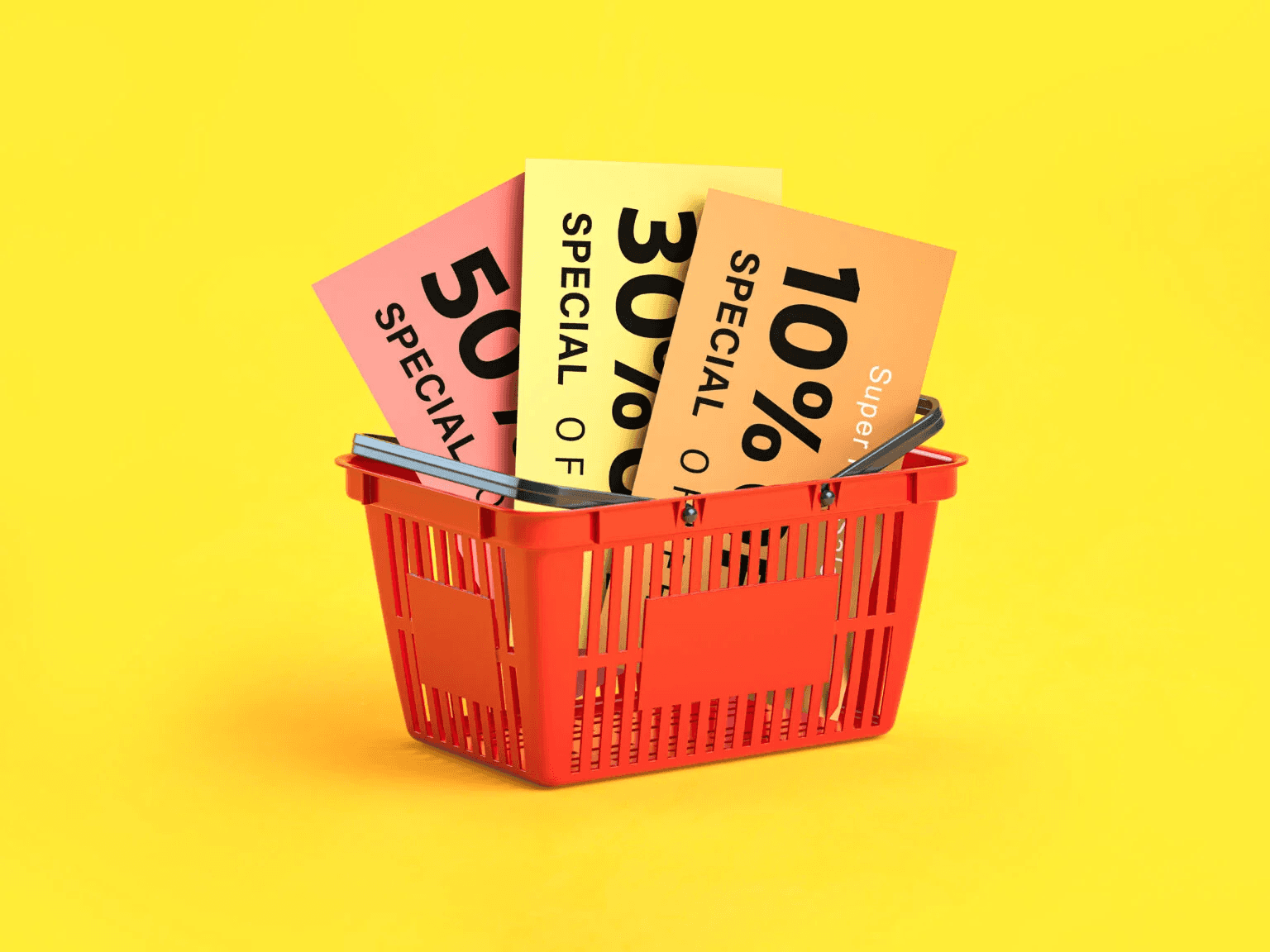 shopping basket with discount flyers and vouchers 2025 03 10 04 46 02 utc