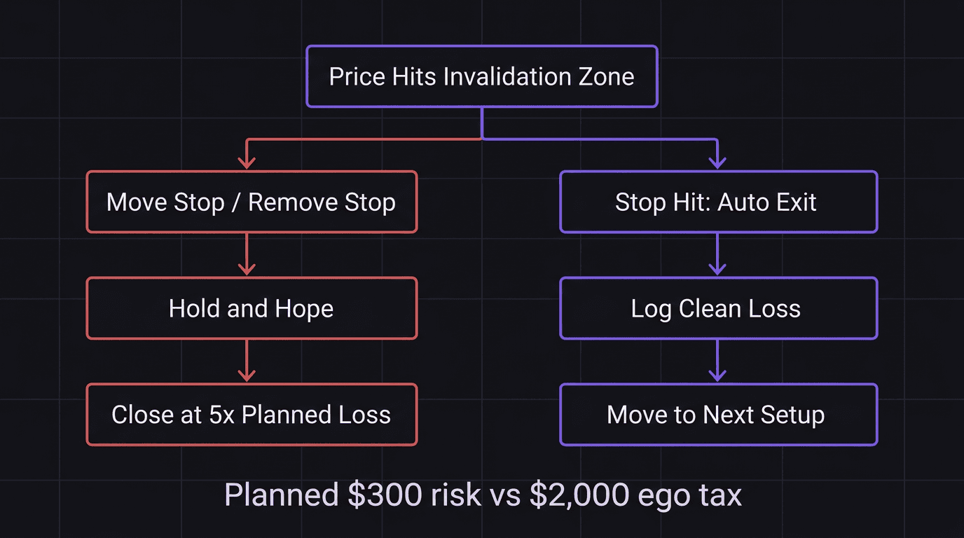 Flowchart showing the ego hold decision cycle versus the clean exit path