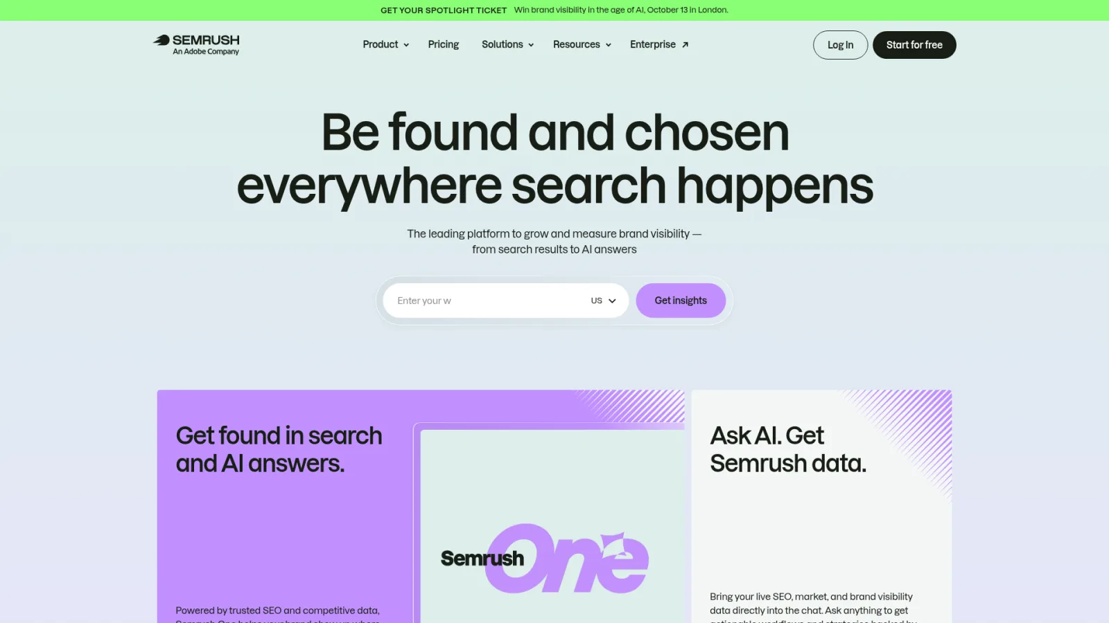 Semrush homepage