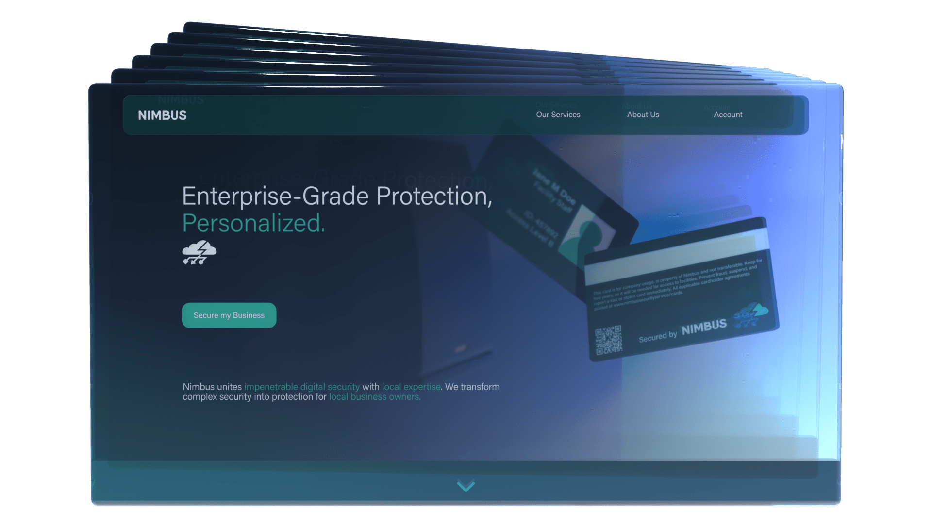 A render of a website landing page for NImbus.