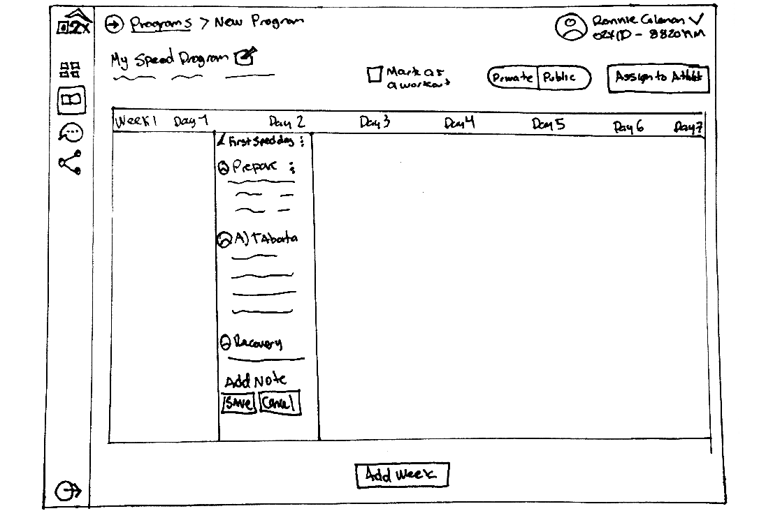 O2X program creation sketch screen