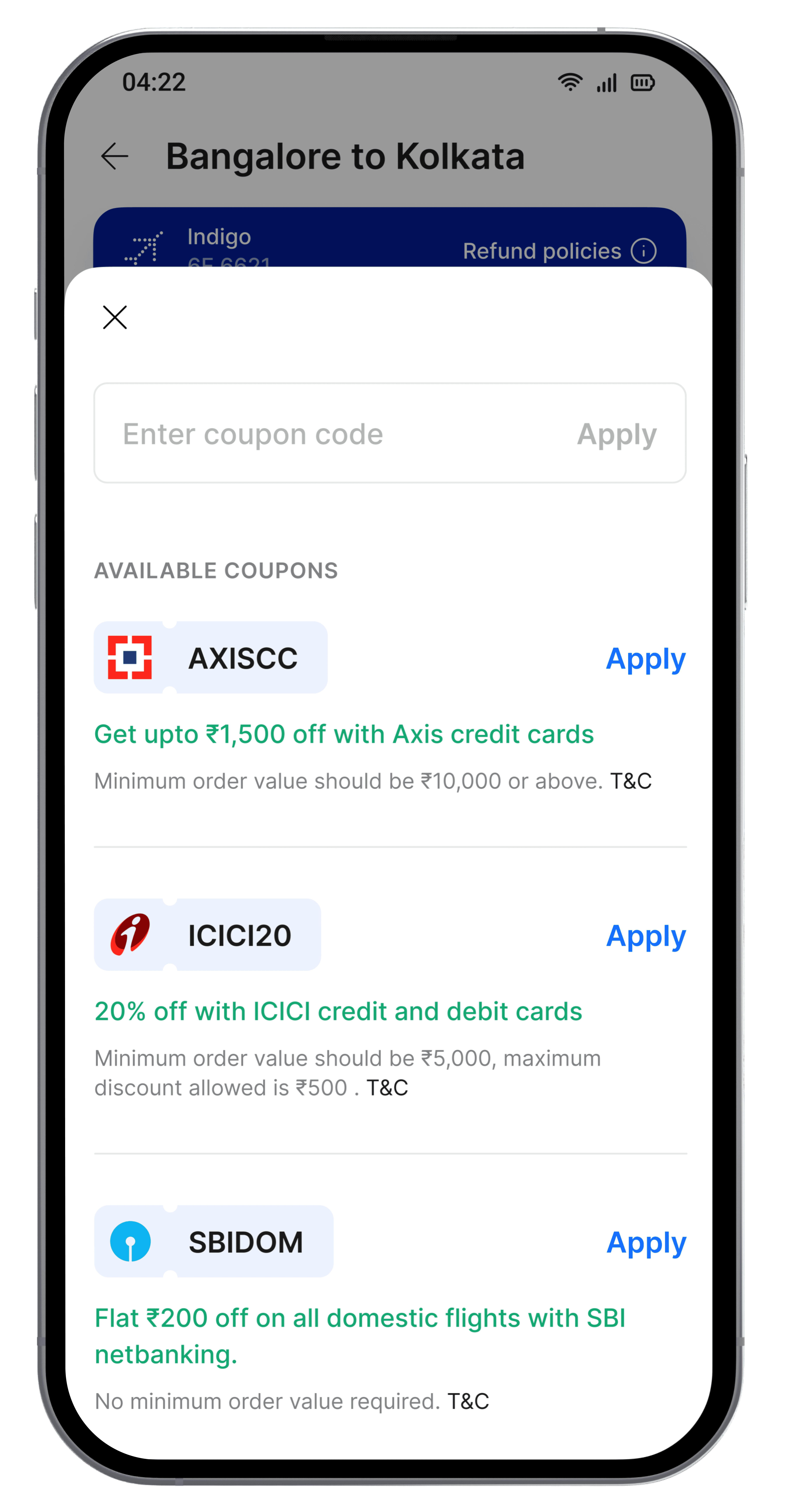 New coupon application experience