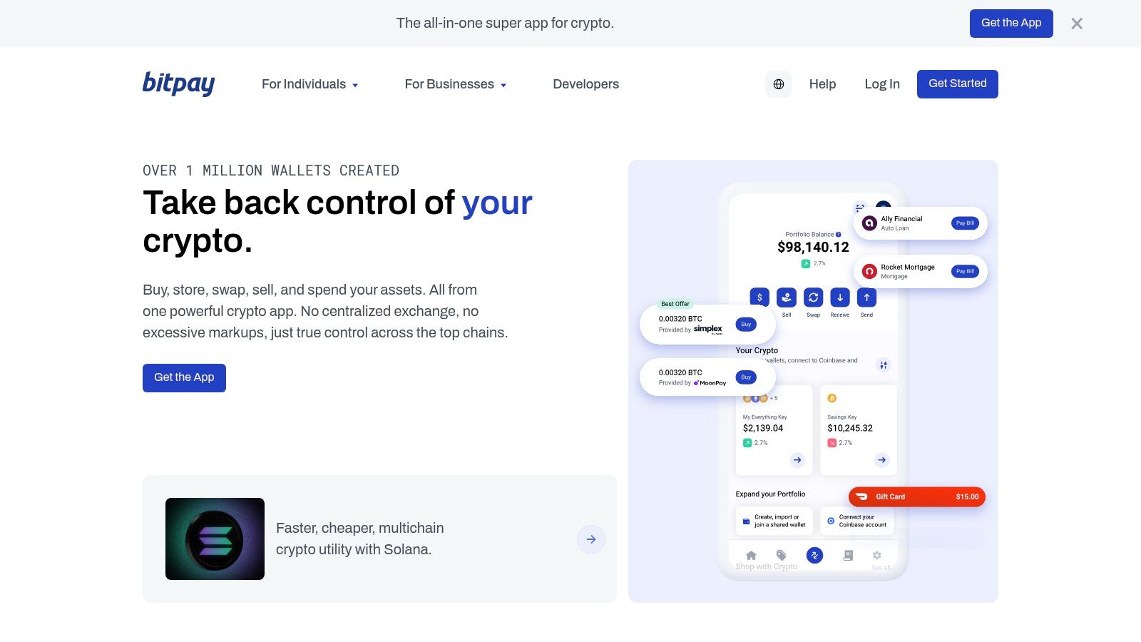 BitPay crypto payment app interface
