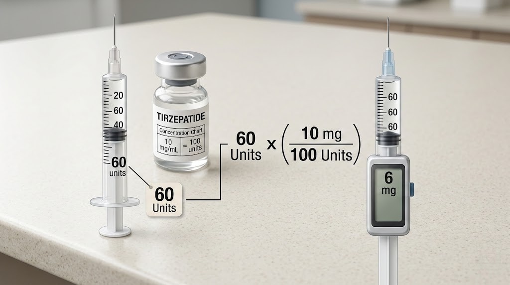 How many mg is 60 units of tirzepatide