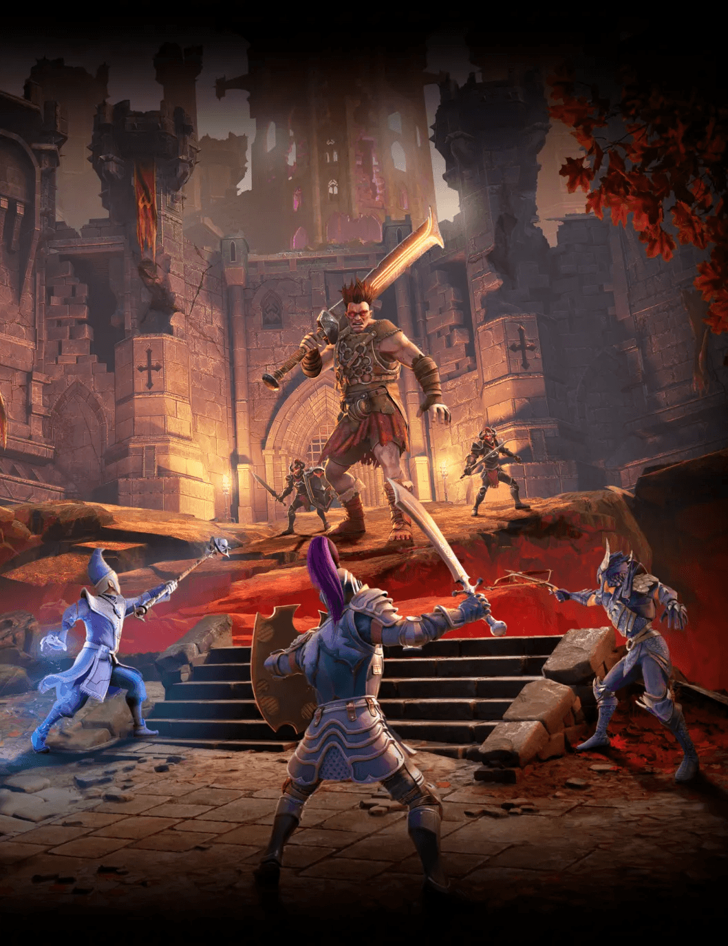 dragon looms over adventurers