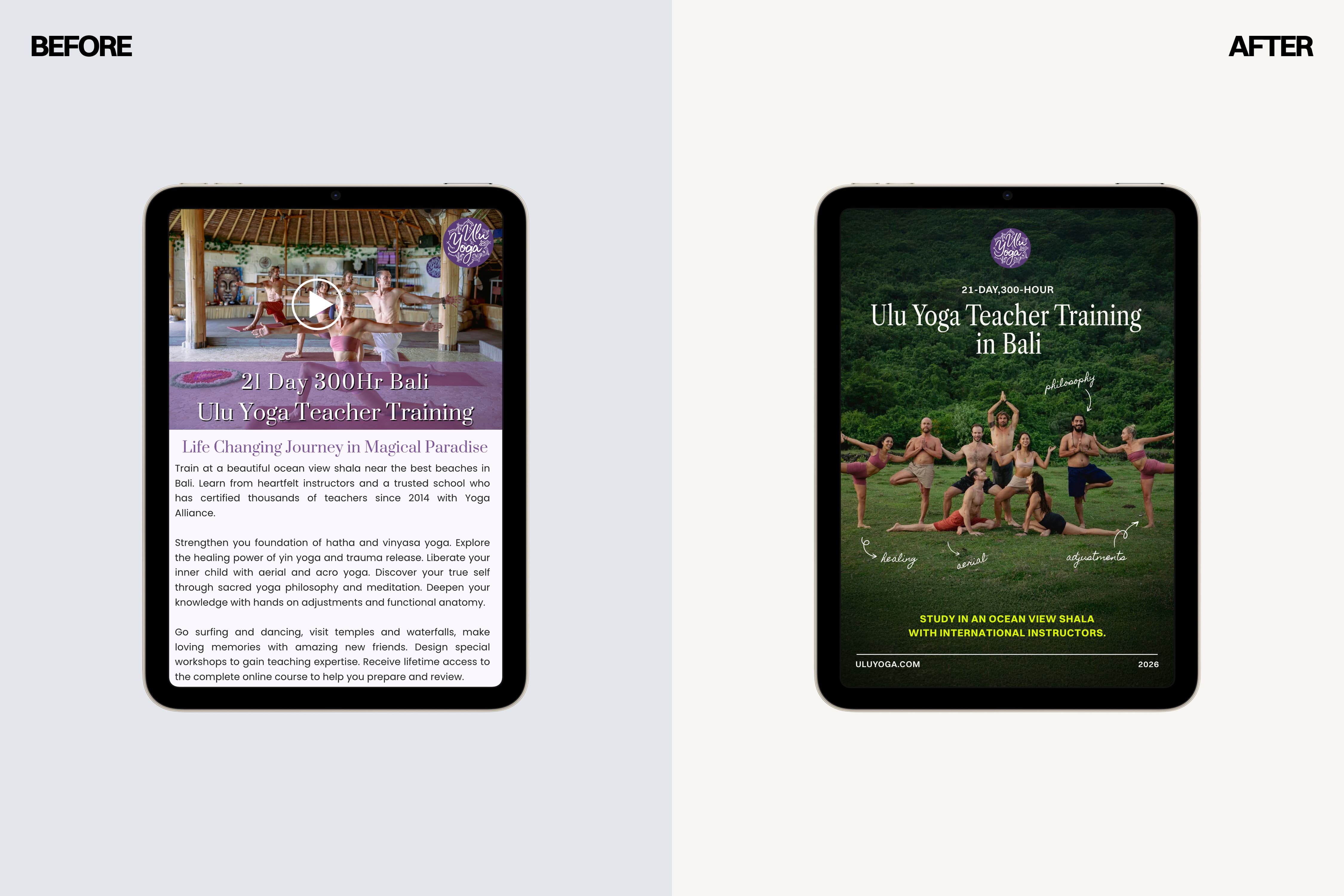 Yoga training ad design Bali