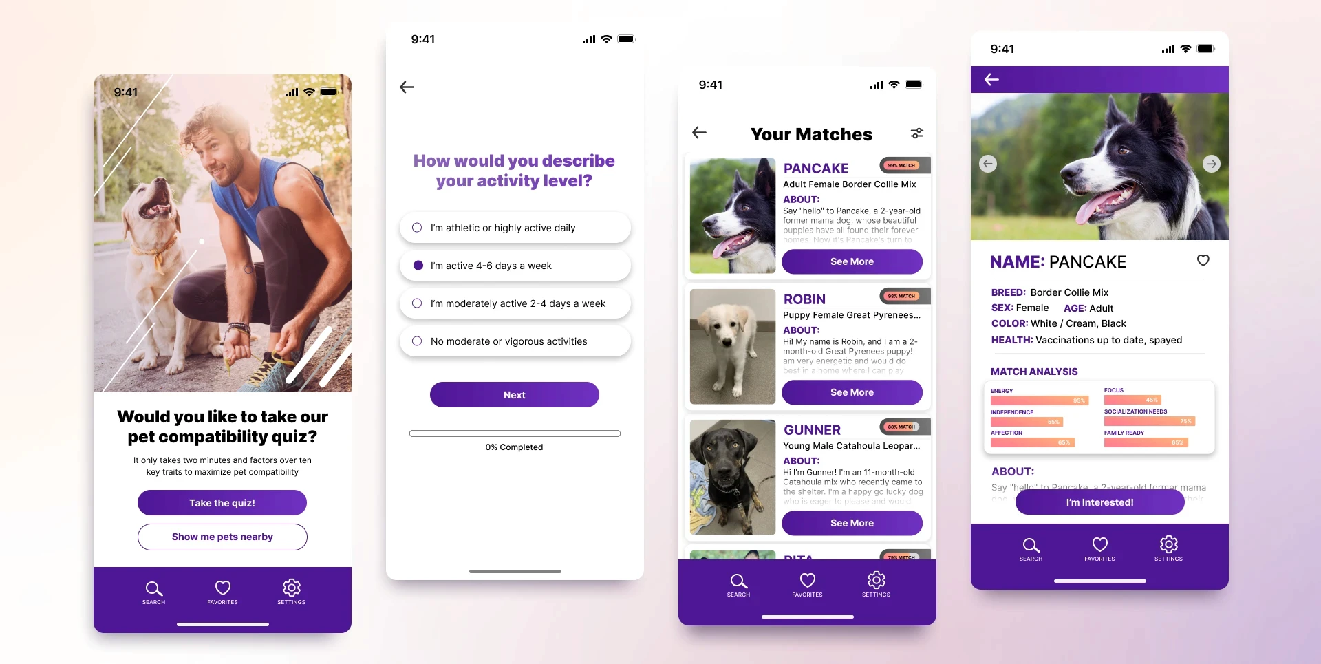 Nobel Pet App Screens