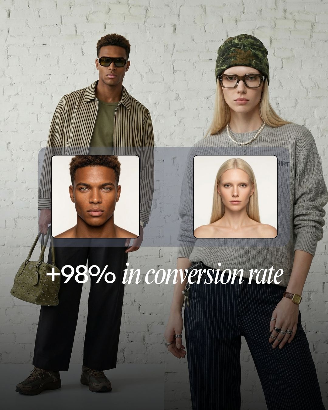 A person stands against a plain white background wearing a black baseball cap, a white oversized T-shirt, black pants, and white sneakers, exuding a casual fashion style.