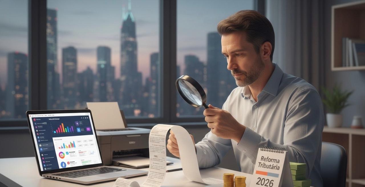 Um gestor de tráfego vendo sobre a nova reforma tributária e preparando seu orçamento do meta ads para 2026