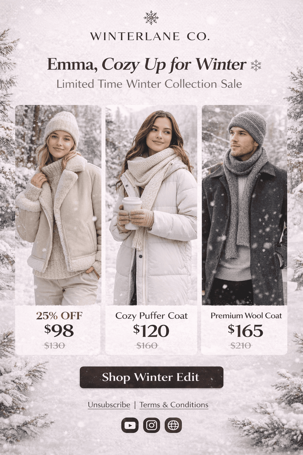 Seasonal email campaign for a d2c fashion retail