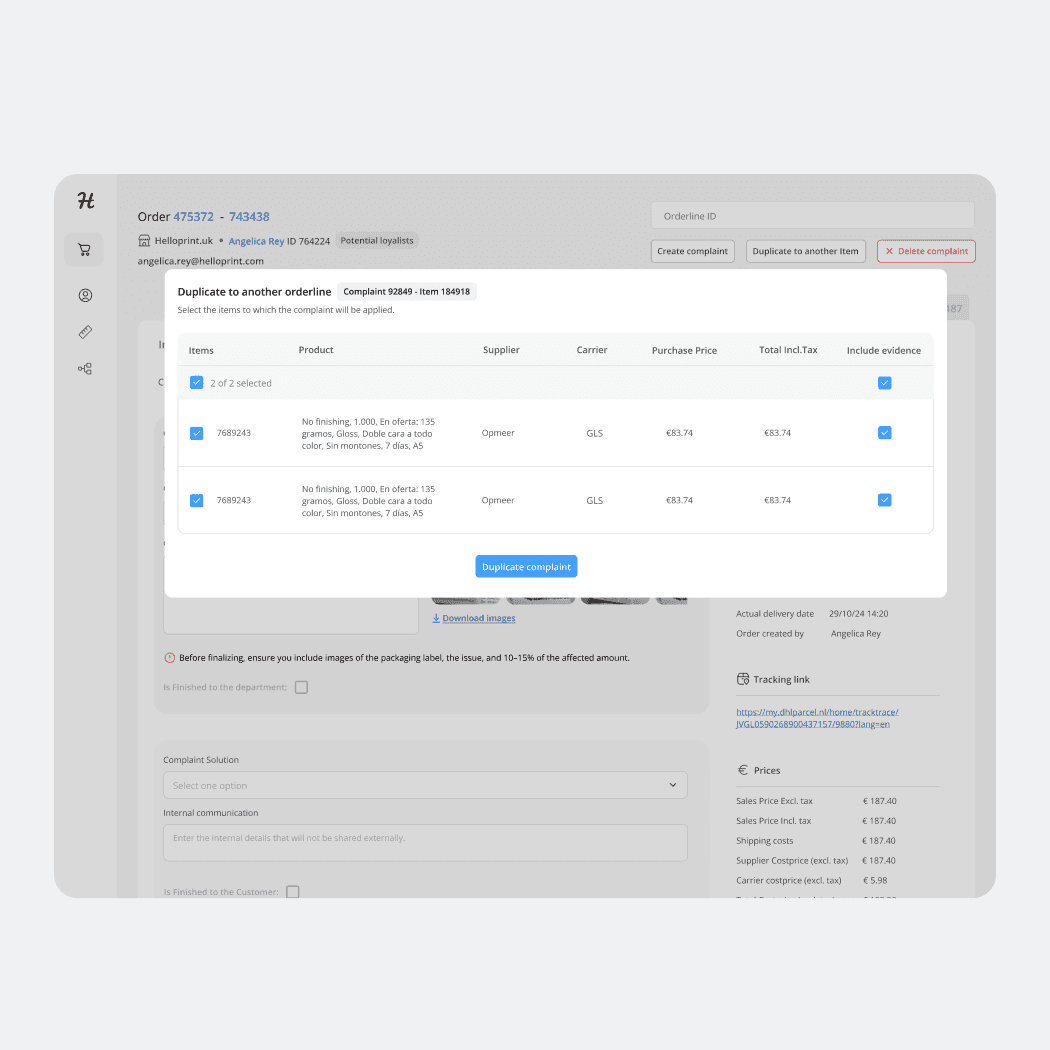 360 Platform: Complaint duplication feature