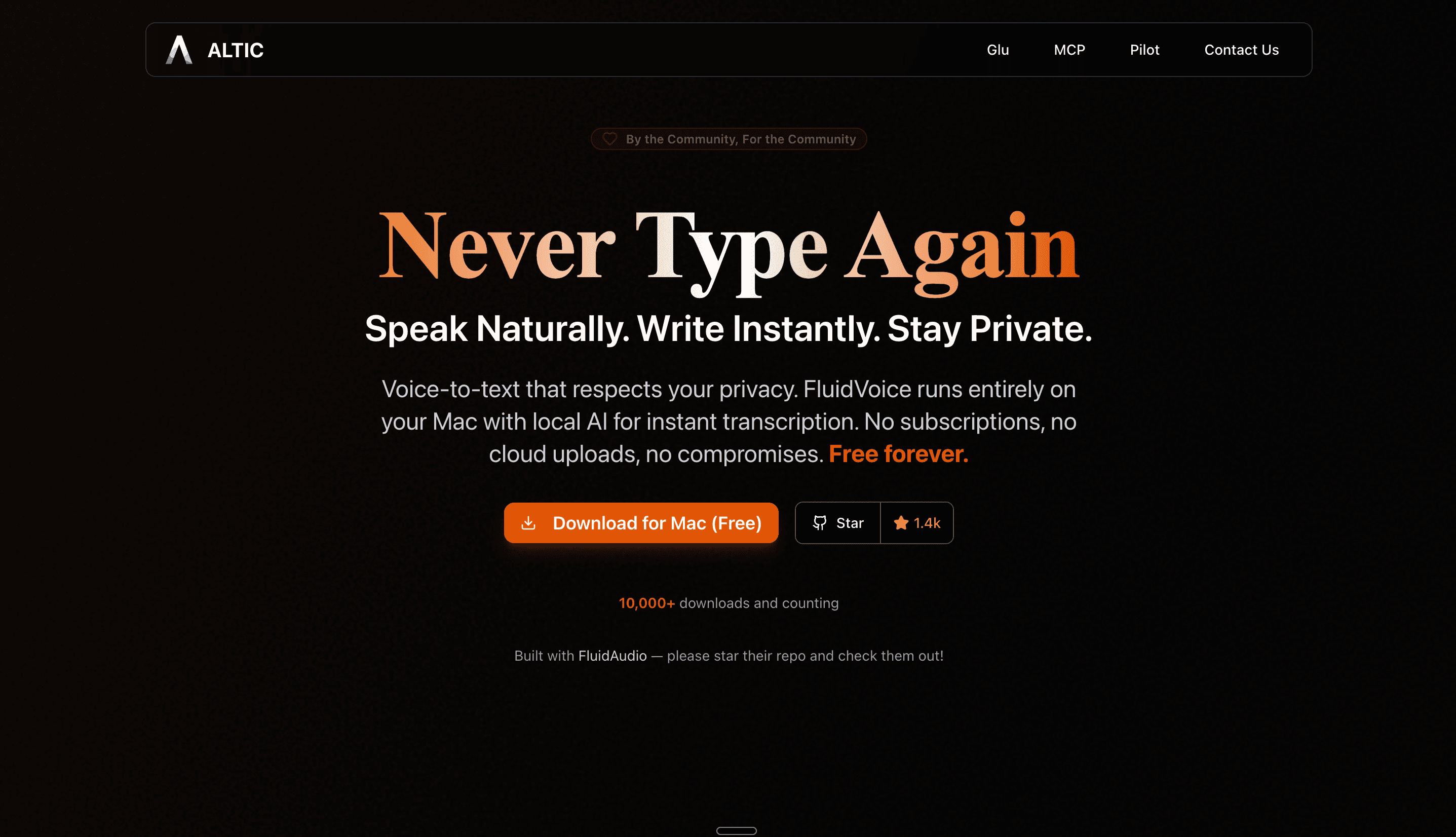 FluidVoice Hero Section