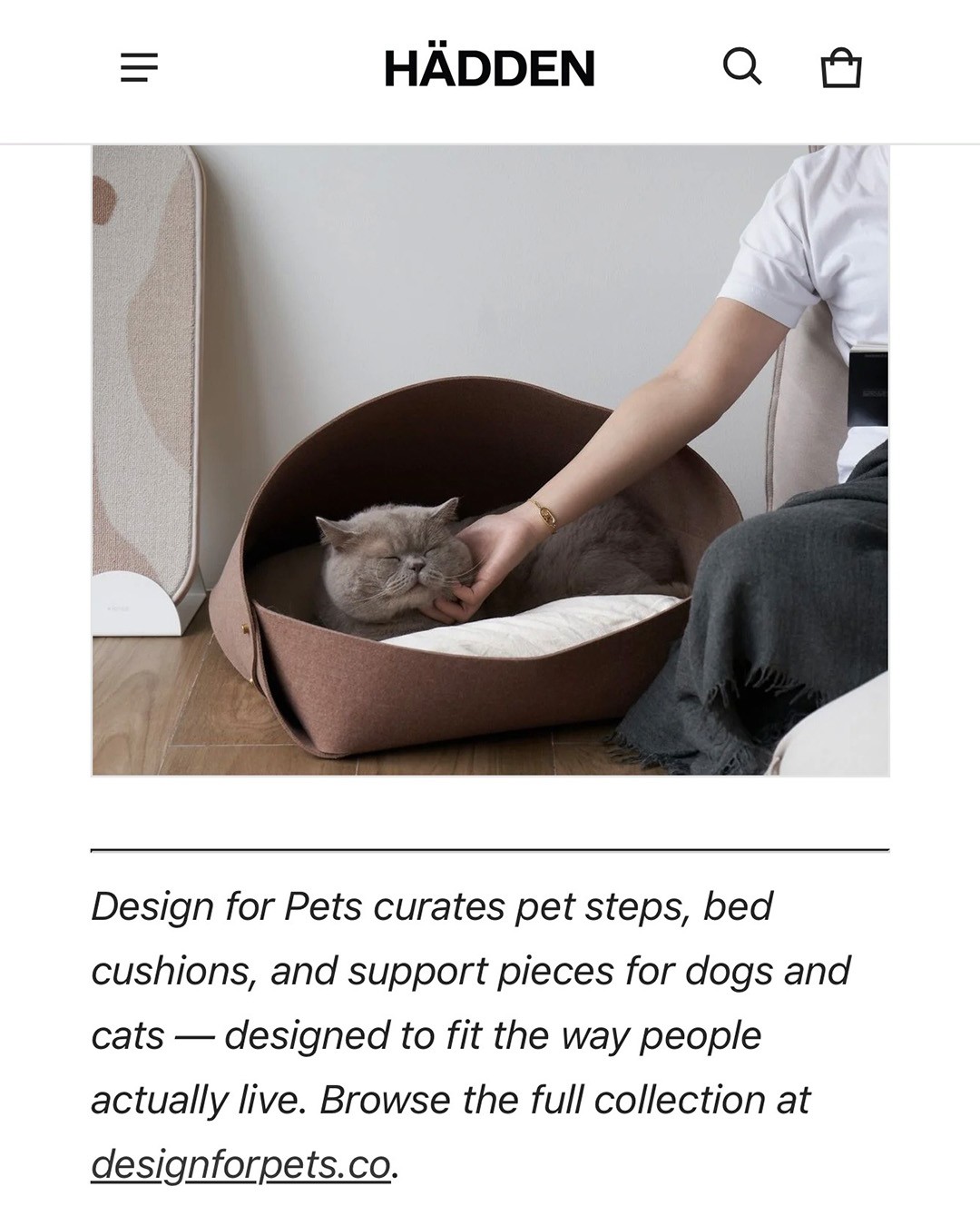 Guest article on the HÄDDEN blog with a link to the Design for Pets collection