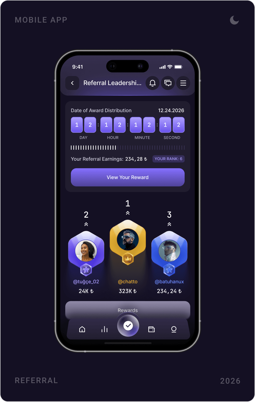 Professional Referral Leaderboard Dashboard Design