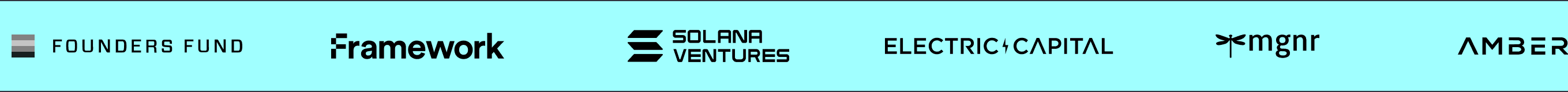 Founders Fund, Framework, Solana Ventures, Electric Capital, mgnr, Amber, Daco, CMS, Protofund