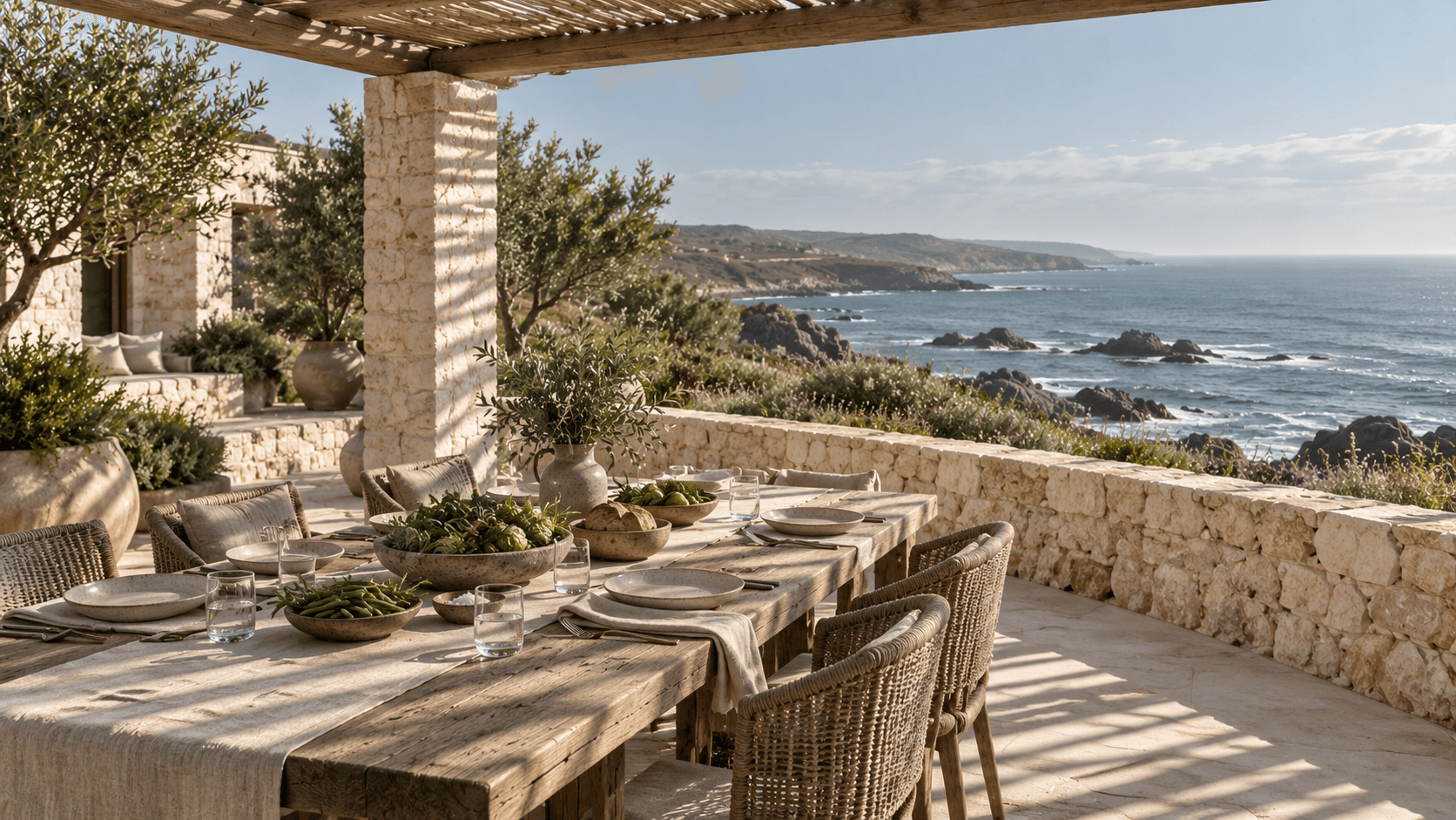 Dining terrace by the coast