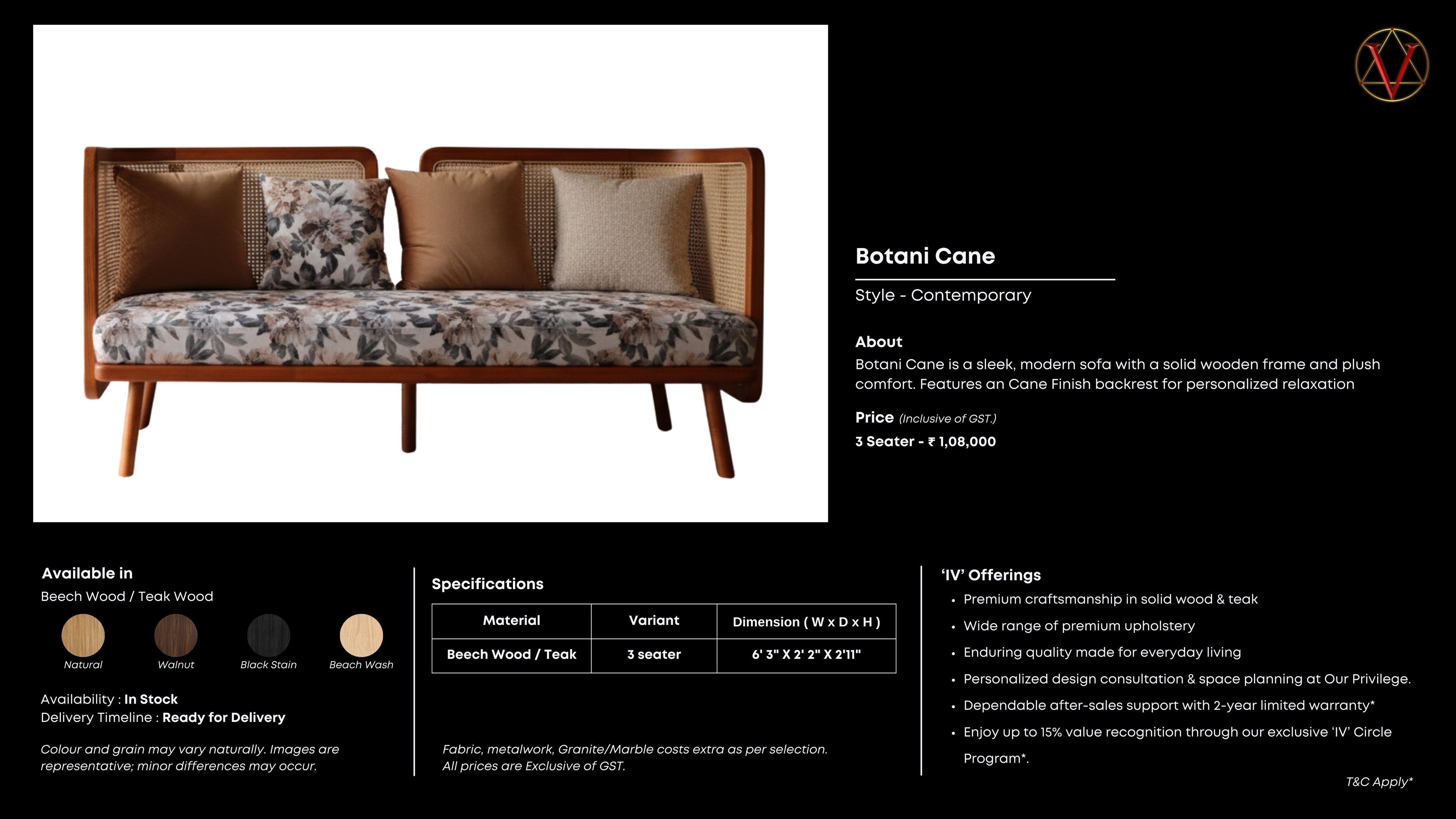 Plum velvet 3-seater with channel tufting and gold-toned legs.