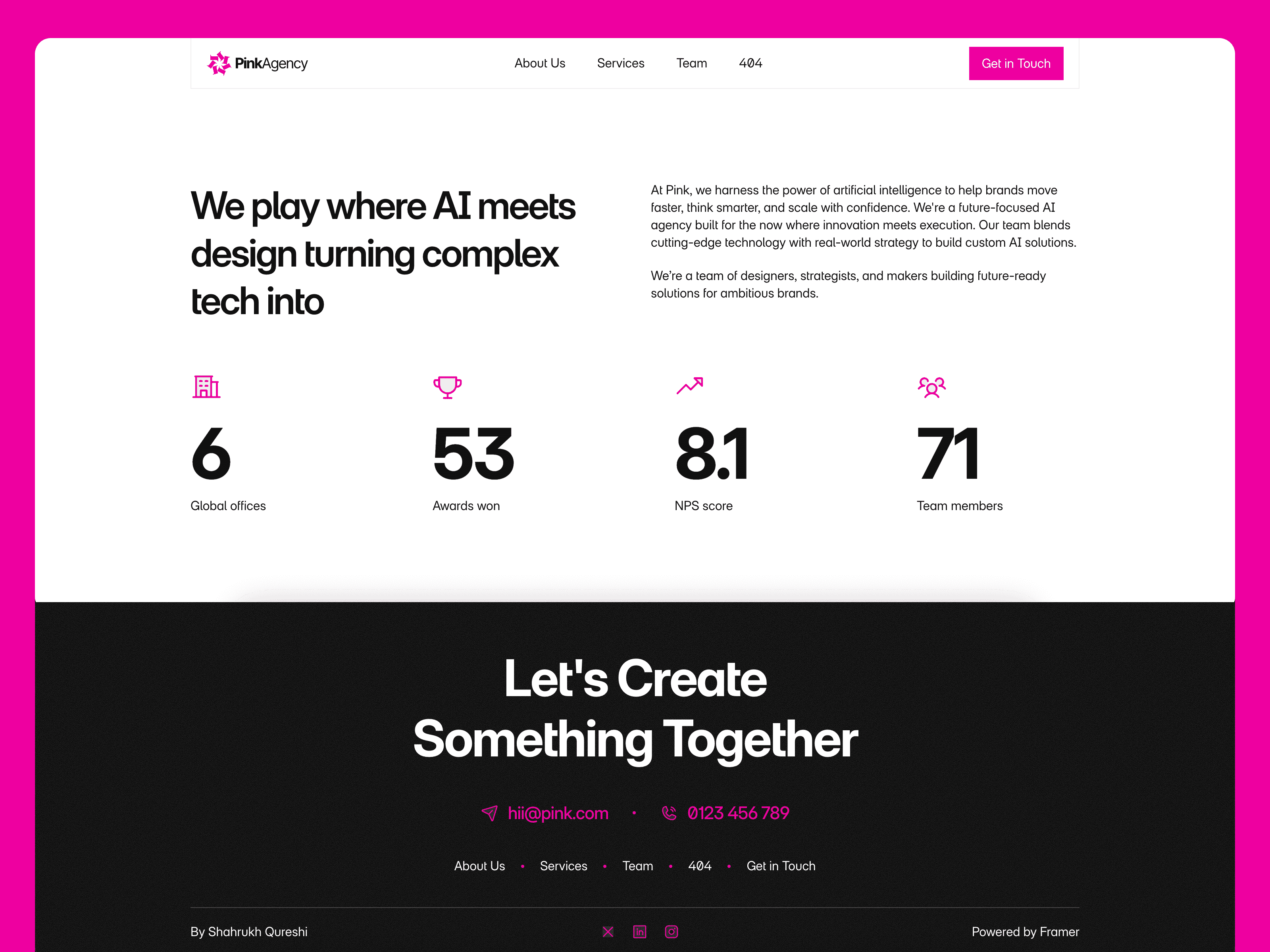 Pink free framer template