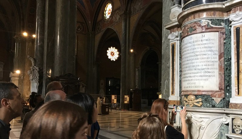 A photo from the hall of an old building, probably a church.