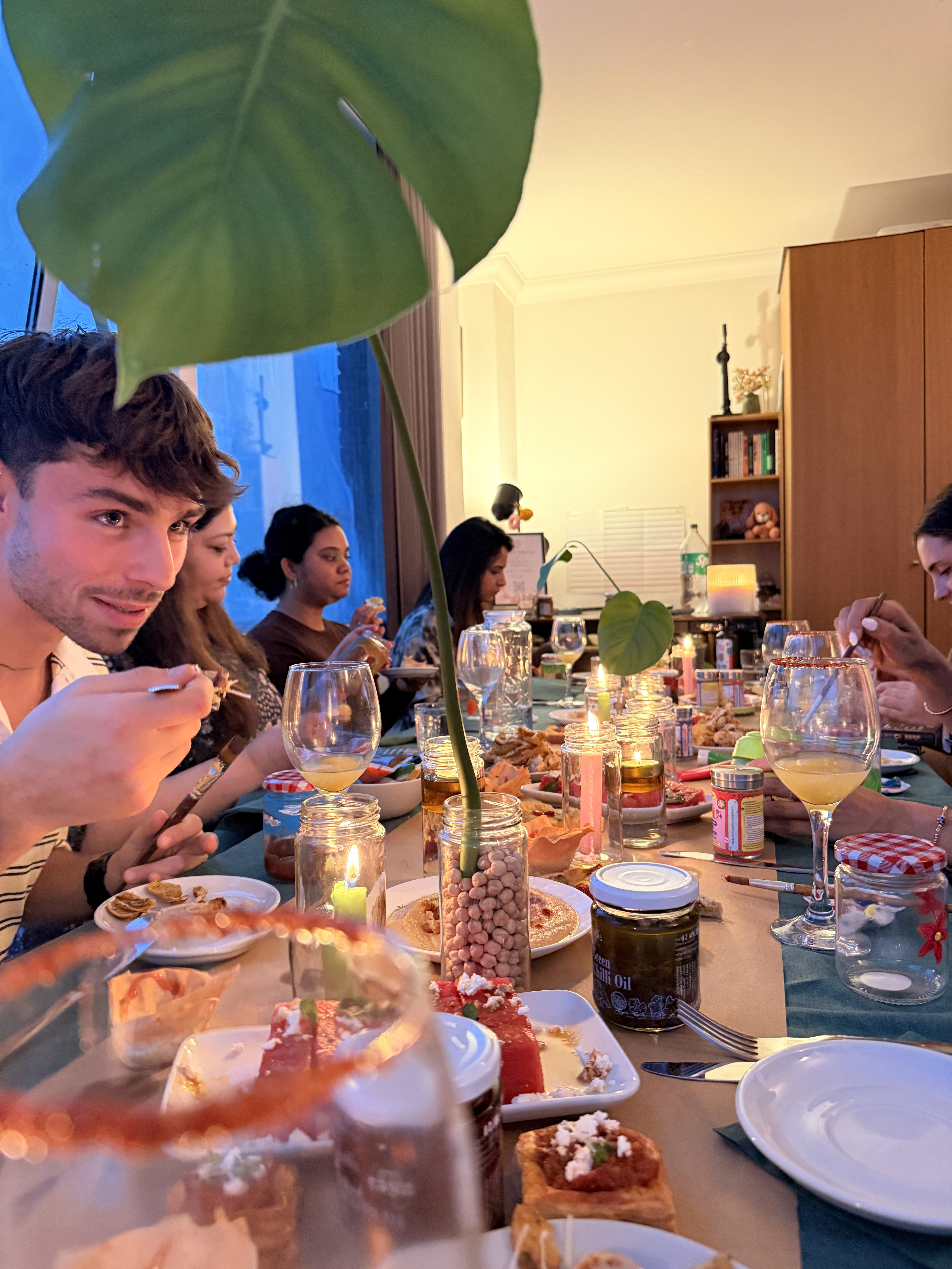 Candlelit private dinner table