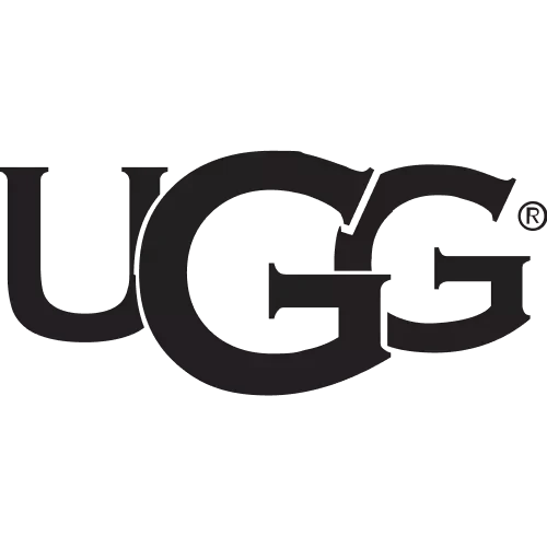 Black UGG logo on a white background, featuring bold capital letters closely spaced together.
