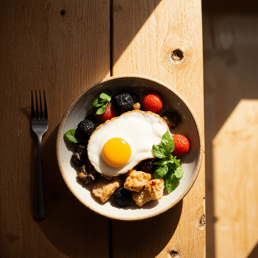 product photography of Gourmet Breakfast Meal