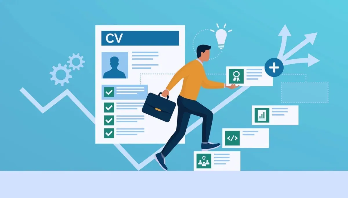 Illustration of people analyzing charts, factory systems, mobile tech, and data dashboards, symbolizing the wide range of modern career fields and how to evaluate them.