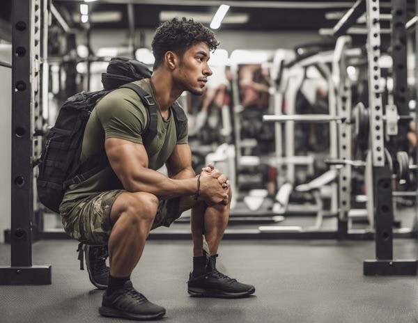 man ruck exercising in a gym