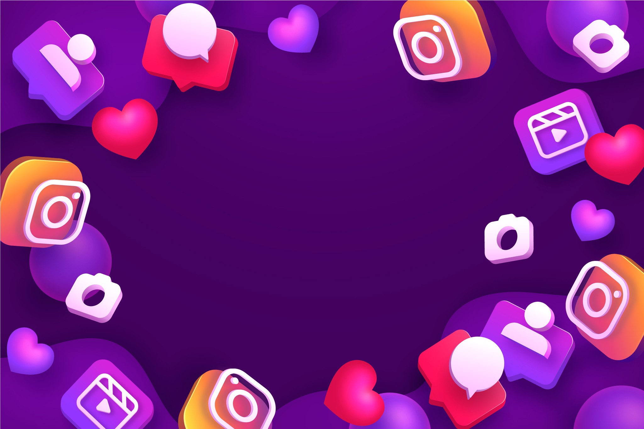 Social media icons displayed prominently against a vibrant purple background, showcasing various platforms.