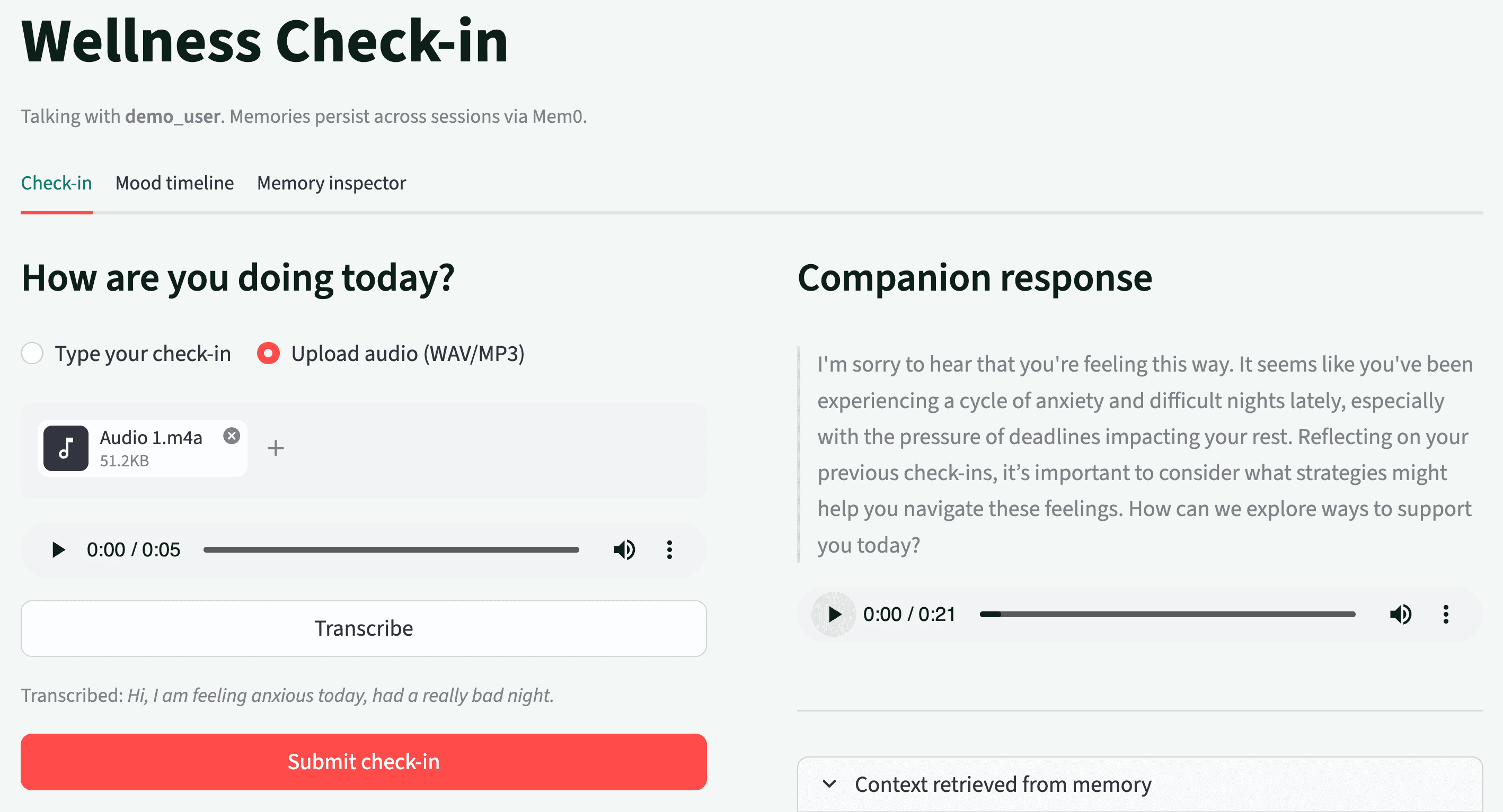 Voice inputs for check-in