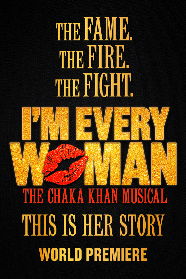 I’m Every Woman musical logo with red lips graphic.