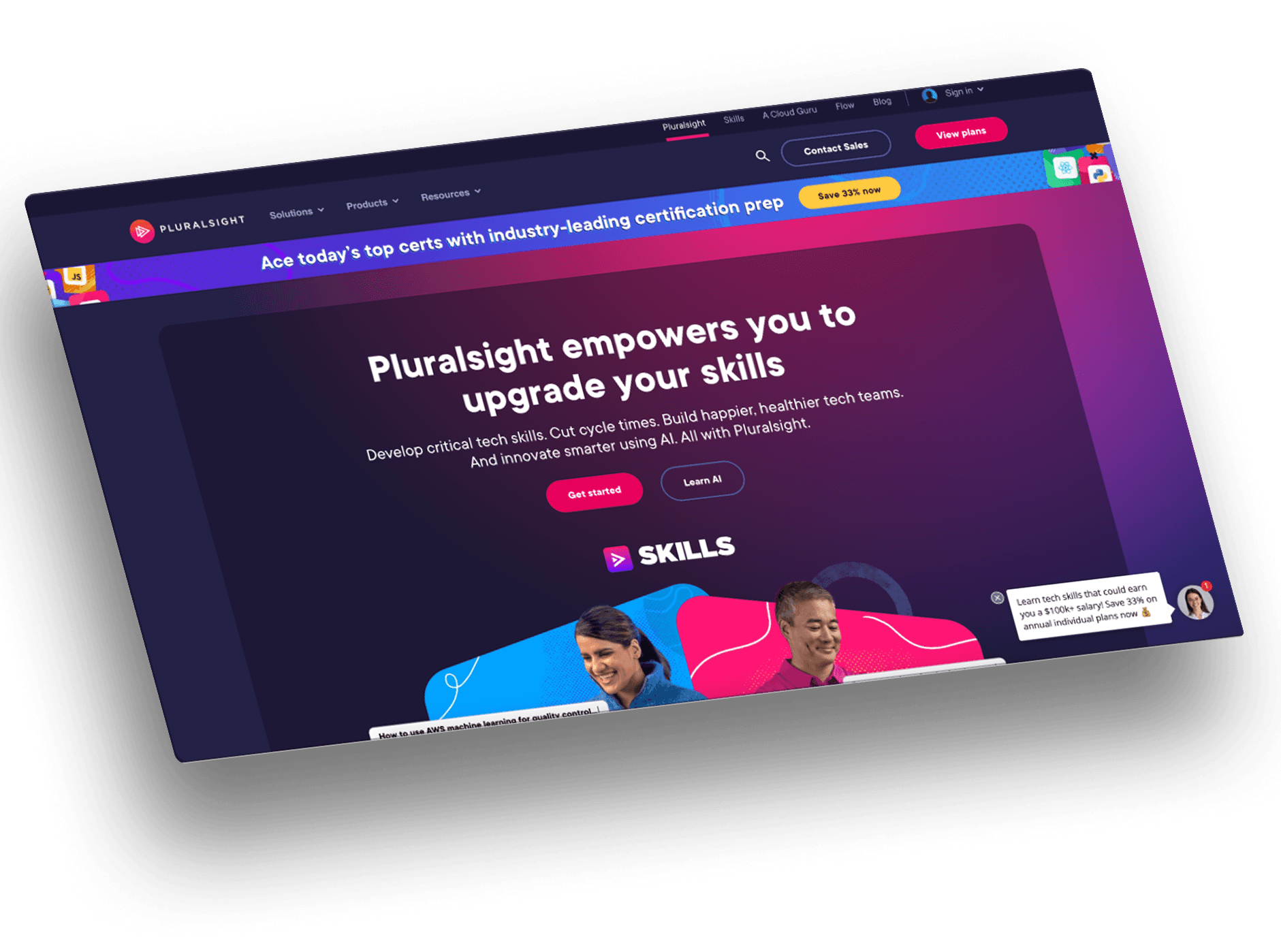 Pluralsight onboarding model connecting learner profile, interests, proficiency, and goals