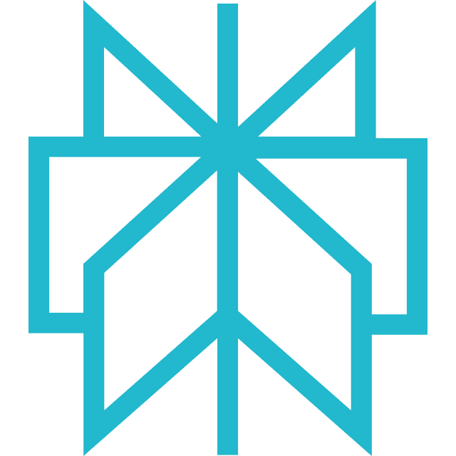 Abstract light blue geometric pattern consisting of interlocking lines forming a star or floral-like symmetrical shape.