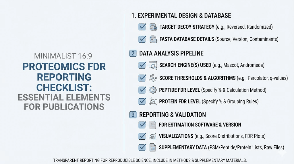Essential FDR reporting elements for proteomics publications