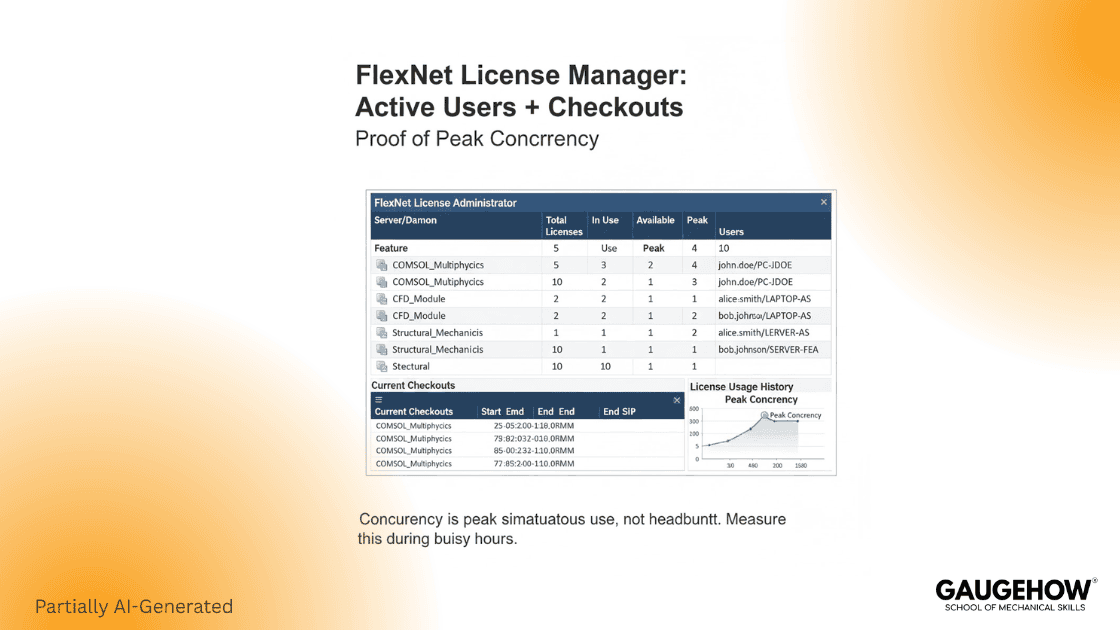 FlexNet active users and license checkouts