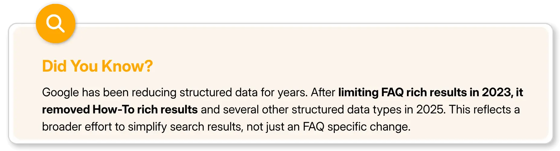 did you know  about Google's timeline of reducing structured data types.