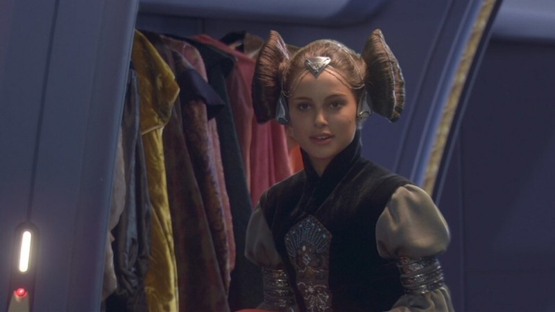 Natalie Portman as Padme Amidala in Attack of the Clones, with a hairstyle potentially influenced by Hopi and/or Mexican culture