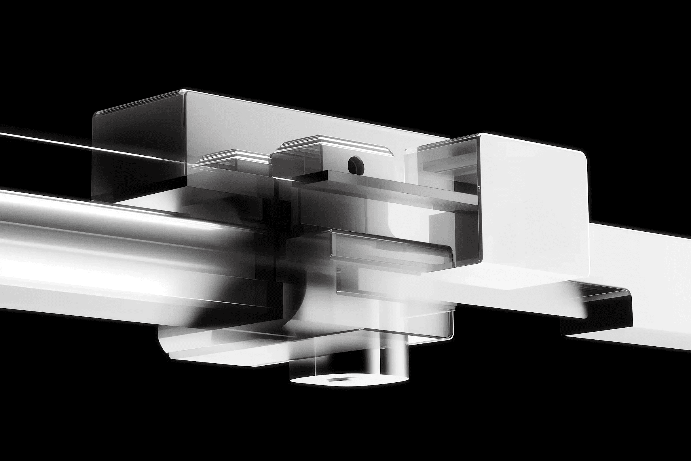 Dark 3D render of industrial machine component