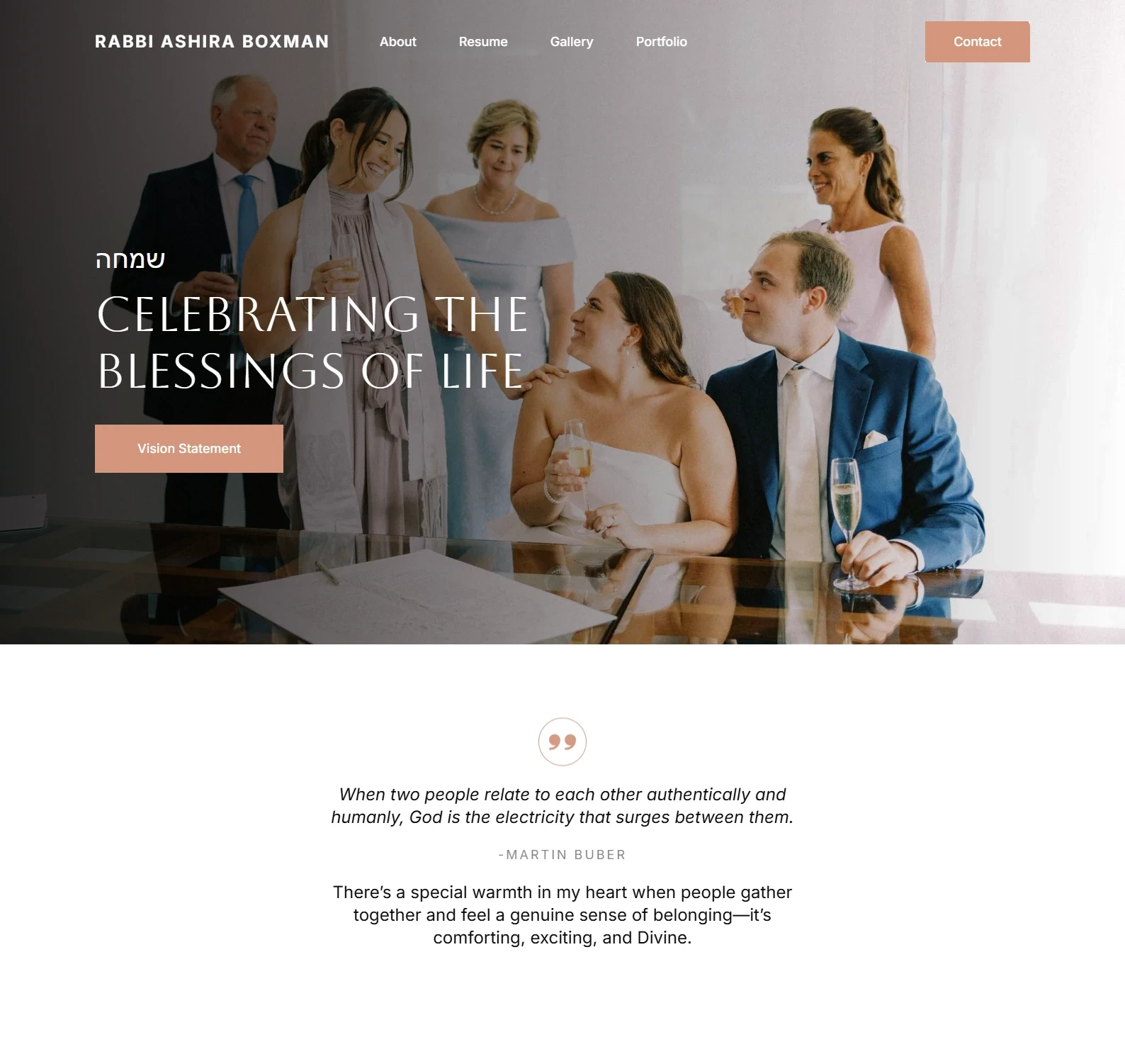 Rabbi Ashira Boxman website design preview – elegant officiant and wedding ceremony website by RJP.design Web Design Agency NYC, showcasing connection and community-focused branding.